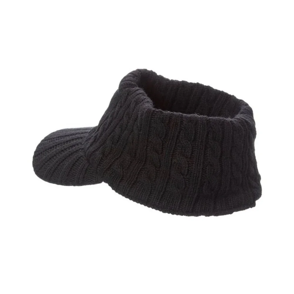 Bogner Tessa Visor Hat Black Cable‎ Knit Wool Cashmere Blend Outdoors Active New